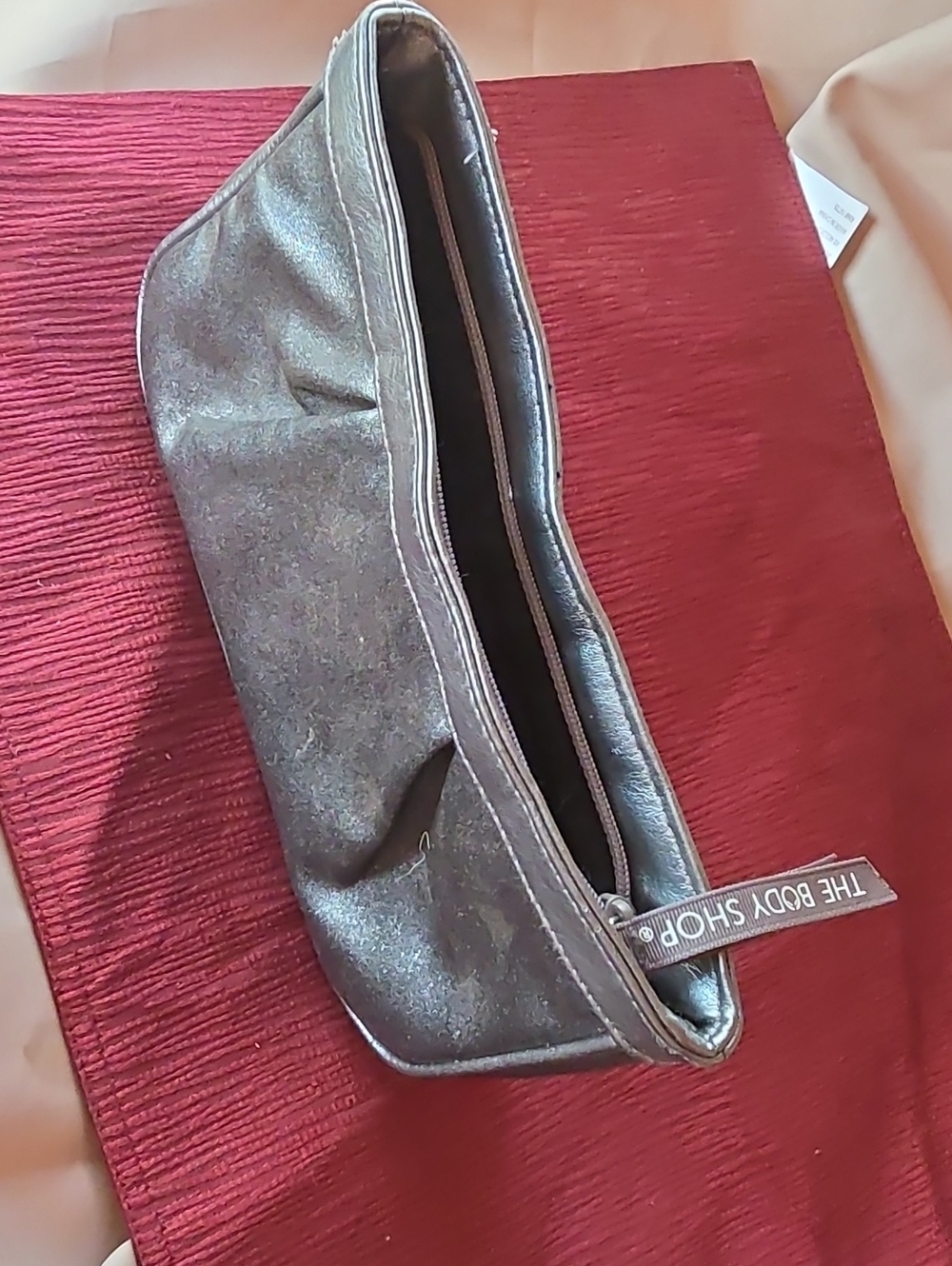 The Body Shop Metallic Black Cosmetic Zip Top Toiletry Bag
